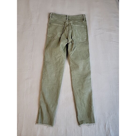 We The Free Jeans Womens Crop 26x26.5 Distressed Green Mid Rise Frayed Stretch - Picture 15 of 16